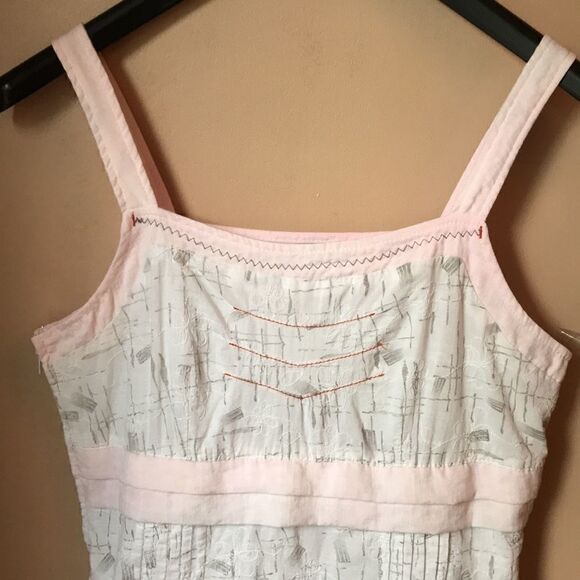 L33 White flounced Sundress Boho Prarie cottagecore twee kentucky derby! Cotton! - Picture 9 of 14